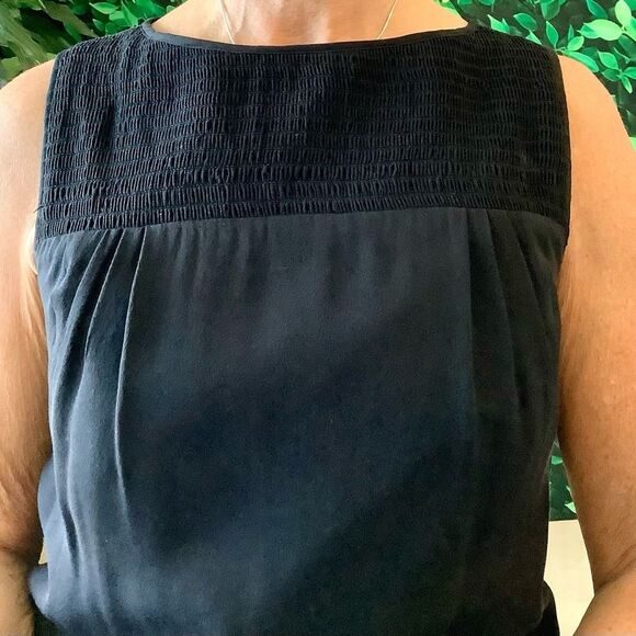 🖤 Taylor Black Sleeveless Dress – Smocked Bodice, Empire Waist – Size 6 - Picture 6 of 7